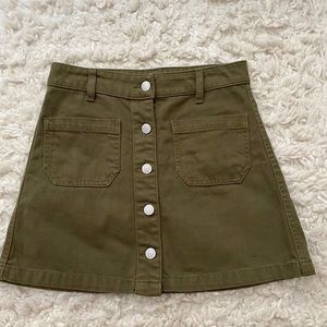 Sky and Sparrow Juniors Khaki Green Denim Skirt